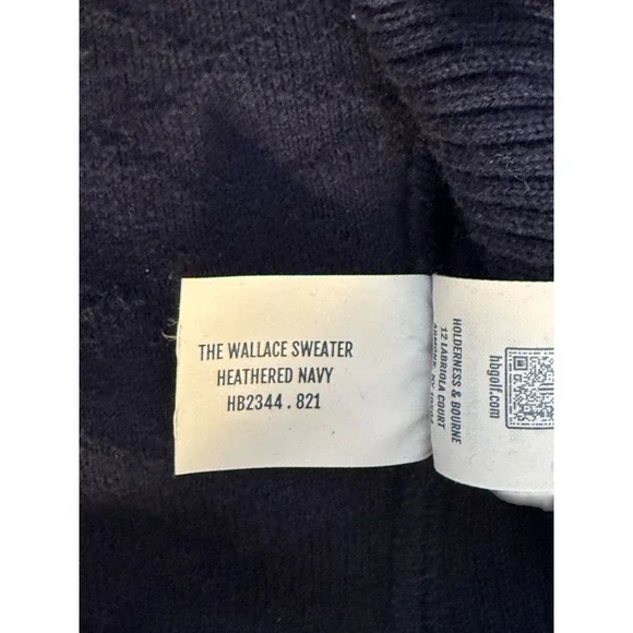 Holderness & Bourne Wallace Sweater Mens L Heathered Navy Egyptian Cotton Hooded - Picture 8 of 8